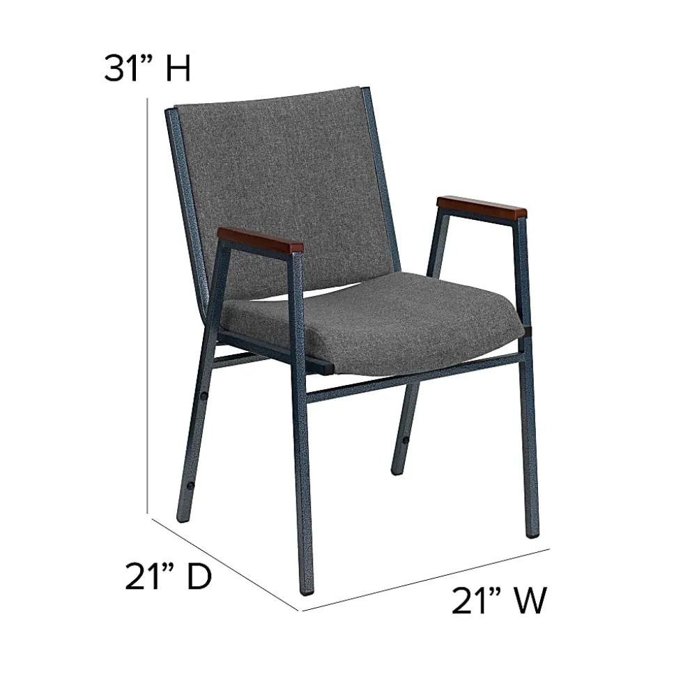 Flash Furniture HERCULES Series Stack Accent Chair With Arms, Gray Patterned Fabric/Silvervein Frame