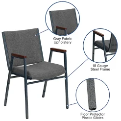 Flash Furniture HERCULES Series Stack Accent Chair With Arms, Gray Patterned Fabric/Silvervein Frame