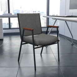 Flash Furniture HERCULES Series Stack Accent Chair With Arms, Gray Patterned Fabric/Silvervein Frame