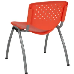 Flash Furniture HERCULES Series Stack Chair With Titanium Frame, Orange Seat/Gray Frame