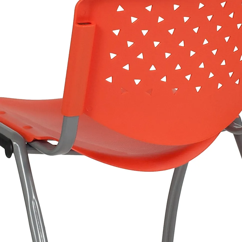 Flash Furniture HERCULES Series Stack Chair With Titanium Frame, Orange Seat/Gray Frame