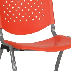 Flash Furniture HERCULES Series Stack Chair With Titanium Frame, Orange Seat/Gray Frame