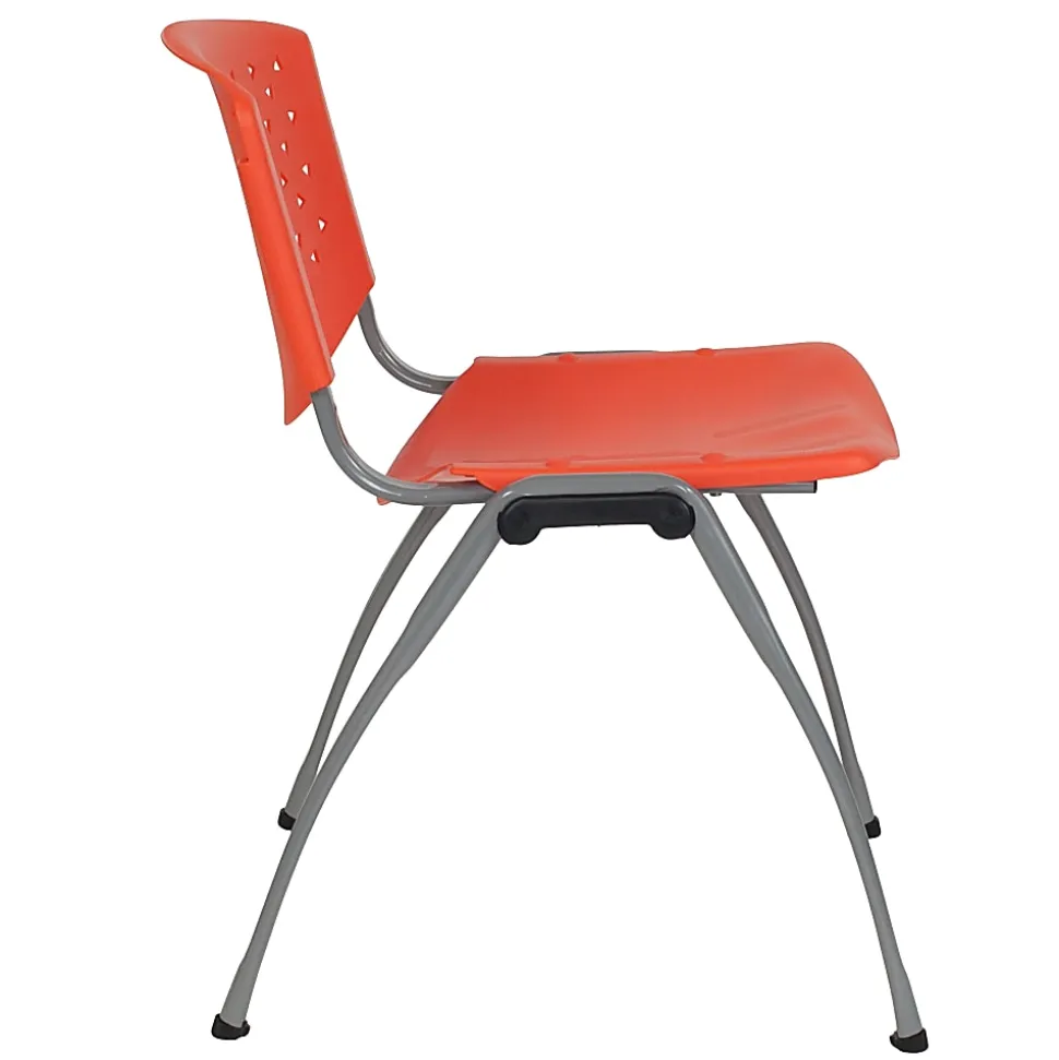 Flash Furniture HERCULES Series Stack Chair With Titanium Frame, Orange Seat/Gray Frame