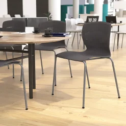 Flash Furniture HERCULES Series Commercial Grade 770-lb Capacity Ergonomic Stack Chairs With Lumbar Support, Gray/Silver, Set Of 5 Chairs