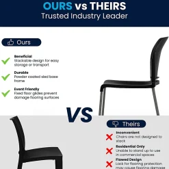 Flash Furniture HERCULES Series Full-Back Contoured Stacking Chair With Sled Base, Black/Silver
