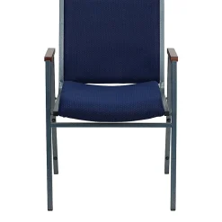 Flash Furniture HERCULES Series Full-Back Contoured Stacking Chair With Sled Base, Black/Silver
