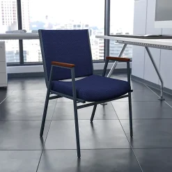 Flash Furniture HERCULES Series Full-Back Contoured Stacking Chair With Sled Base, Black/Silver