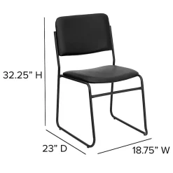 Flash Furniture HERCULES Series High-Density Stacking Chair With Sled Base, Vinyl Upholstery, Black
