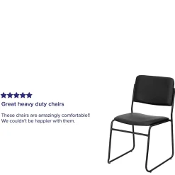 Flash Furniture HERCULES Series High-Density Stacking Chair With Sled Base, Vinyl Upholstery, Black