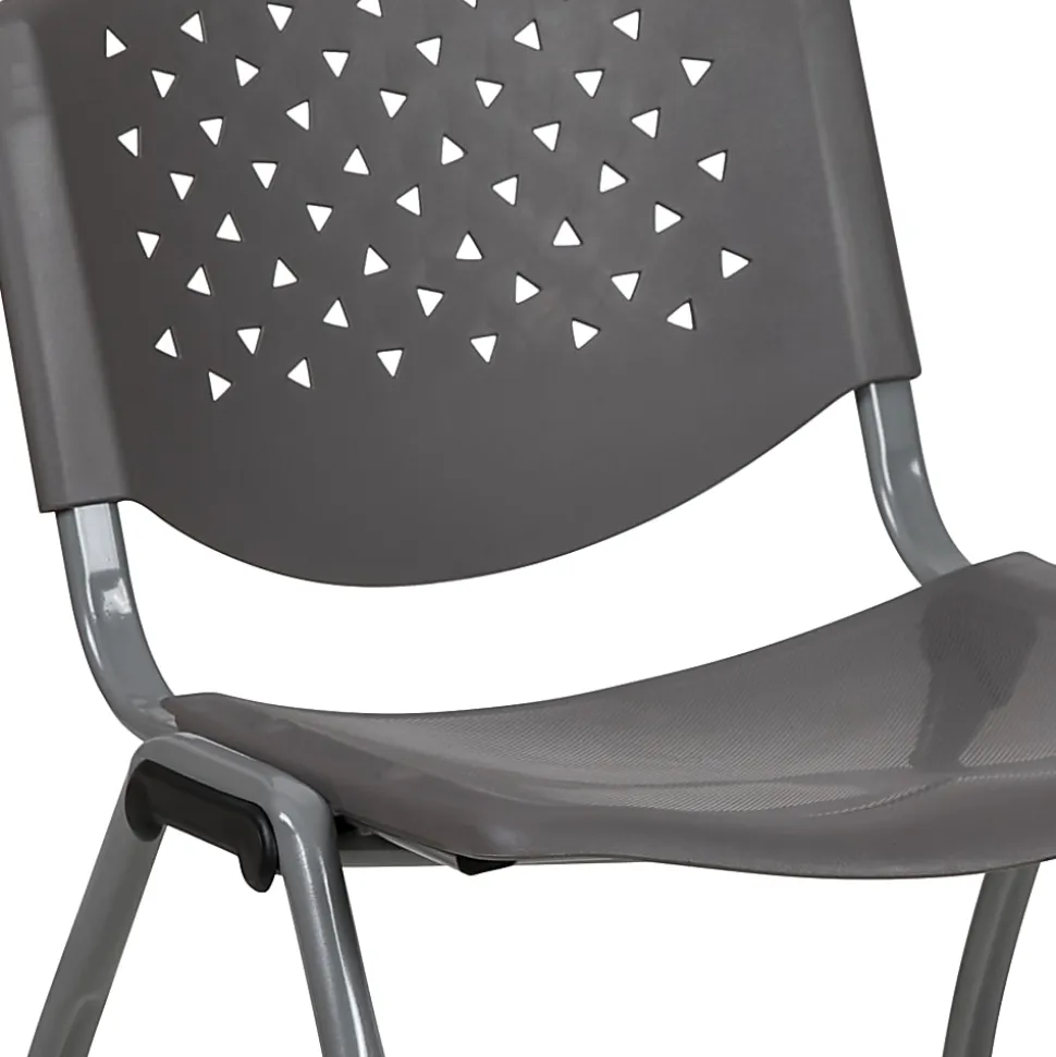 Flash Furniture HERCULES Series Plastic Stack Chairs, Gray, Set Of 5 Chairs