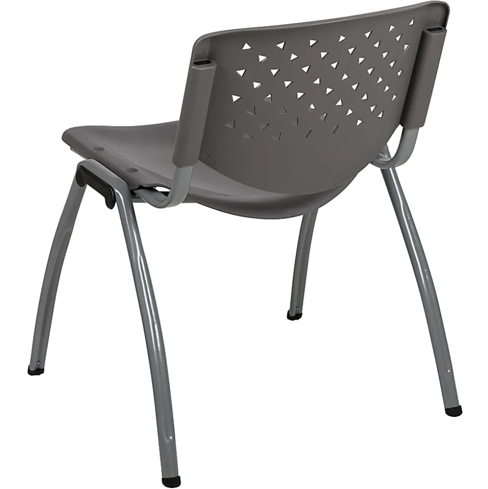 Flash Furniture HERCULES Series Plastic Stack Chairs, Gray, Set Of 5 Chairs