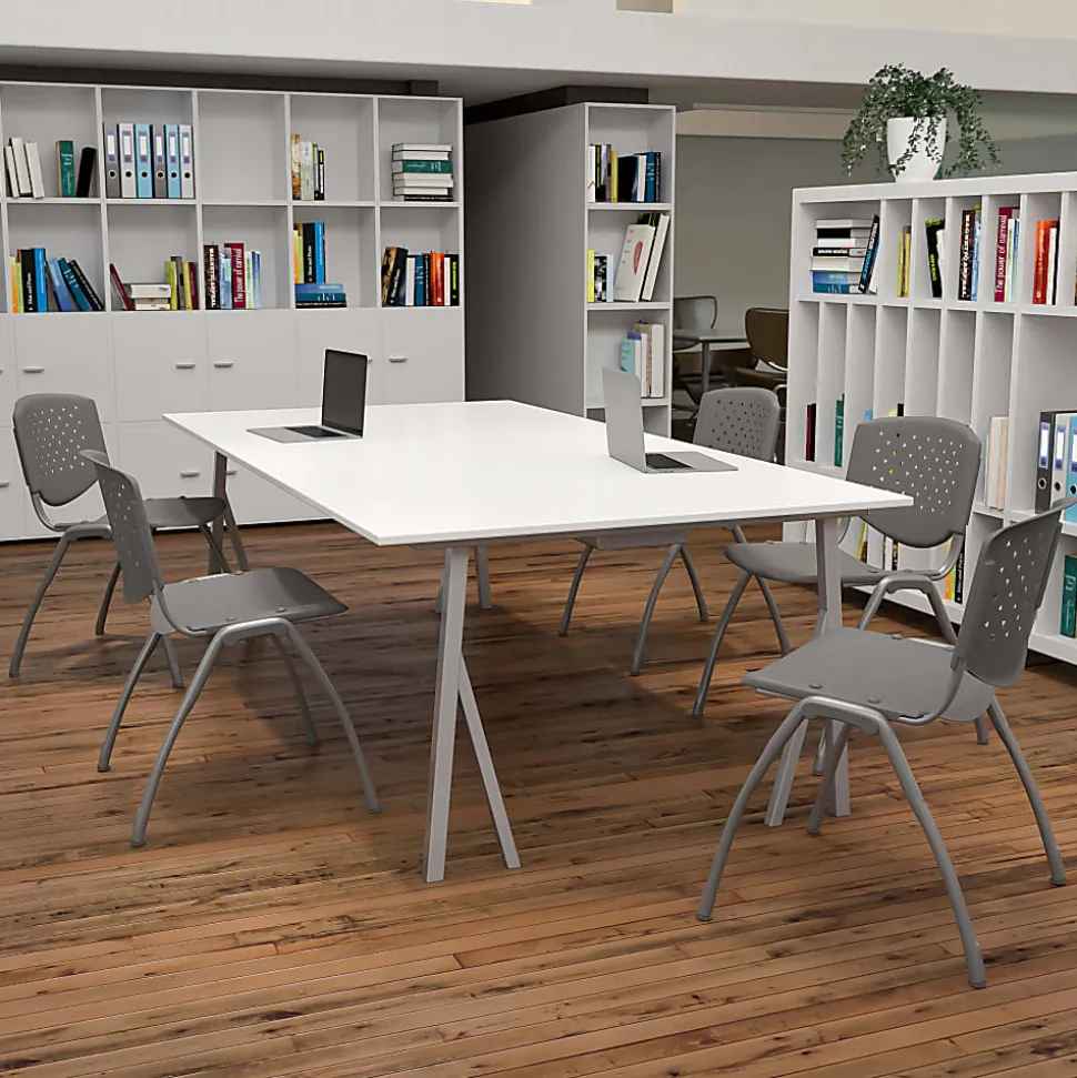 Flash Furniture HERCULES Series Plastic Stack Chairs, Gray, Set Of 5 Chairs