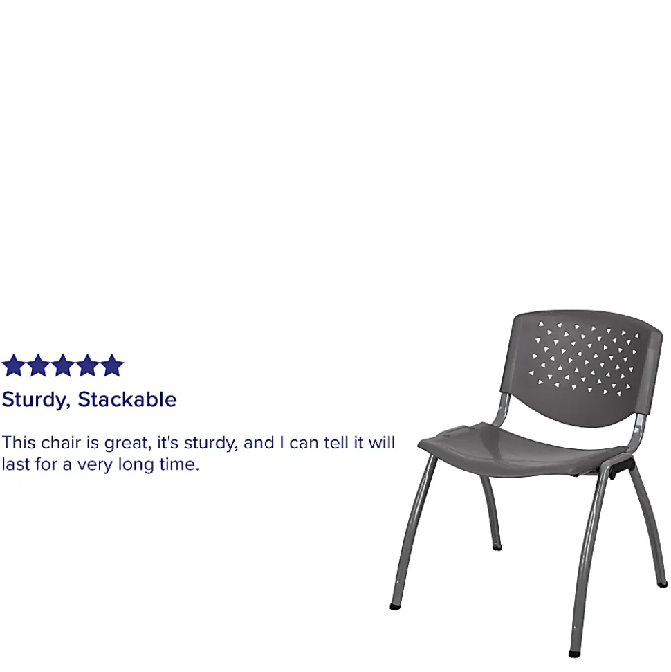 Flash Furniture HERCULES Series Plastic Stack Chairs, Gray, Set Of 5 Chairs
