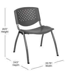 Flash Furniture HERCULES Series Plastic Stack Chairs, Gray, Set Of 5 Chairs
