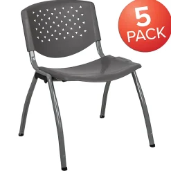 Flash Furniture HERCULES Series Plastic Stack Chairs, Gray, Set Of 5 Chairs