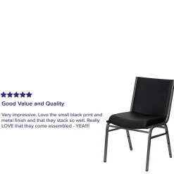 Flash Furniture HERCULES Series Heavy-Duty Stack Chairs, Black, Set Of 4 Chairs