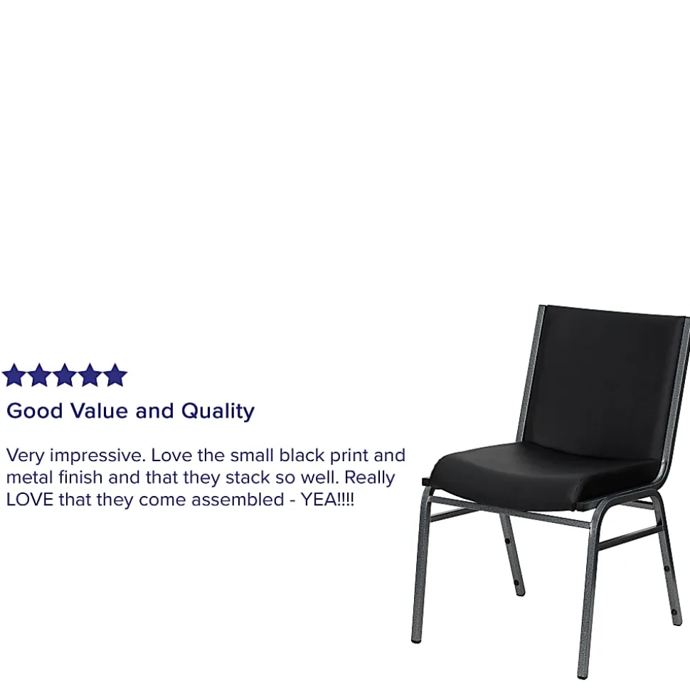 Flash Furniture HERCULES Series Heavy-Duty Stack Chairs, Black, Set Of 4 Chairs