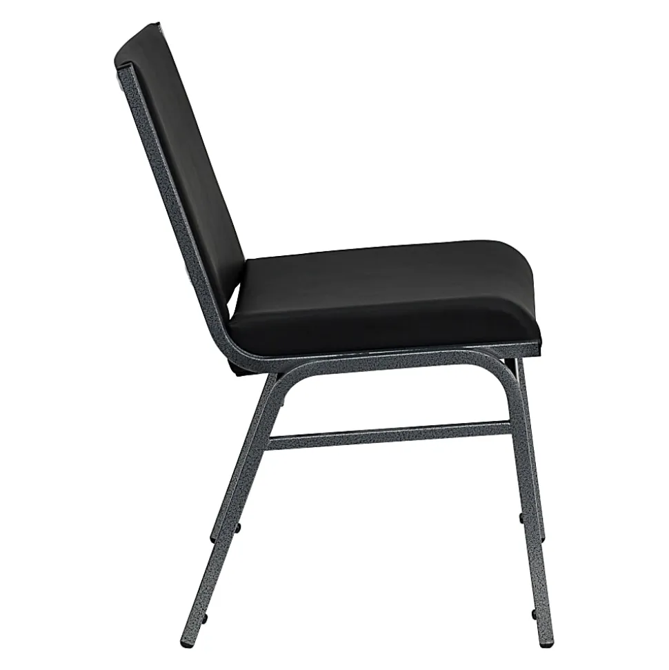 Flash Furniture HERCULES Series Heavy-Duty Stack Chairs, Black, Set Of 4 Chairs