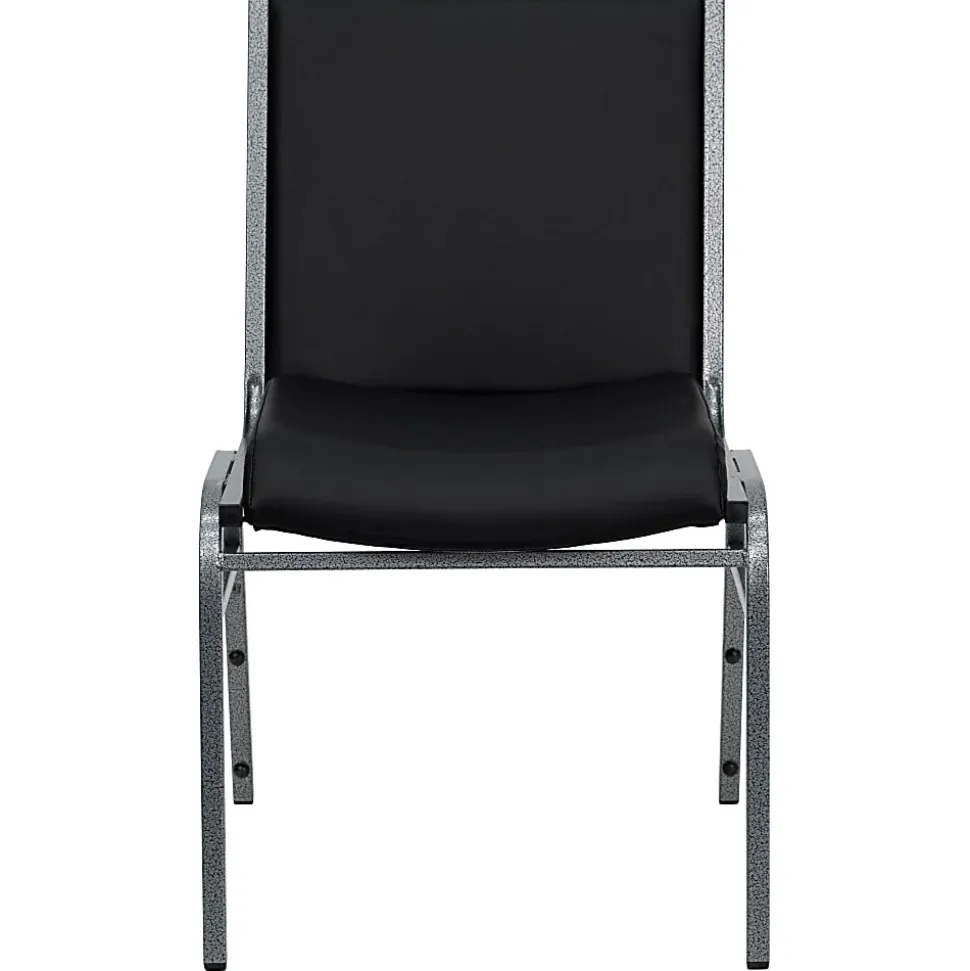 Flash Furniture HERCULES Series Heavy-Duty Stack Chairs, Black, Set Of 4 Chairs