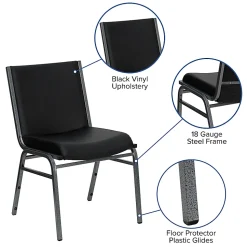 Flash Furniture HERCULES Series Heavy-Duty Stack Chairs, Black, Set Of 4 Chairs