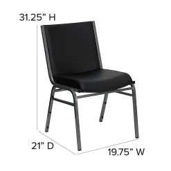 Flash Furniture HERCULES Series Heavy-Duty Stack Chairs, Black, Set Of 4 Chairs