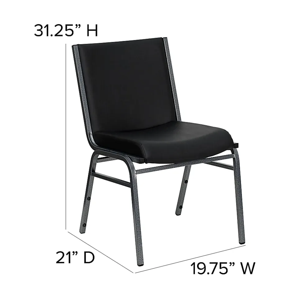 Flash Furniture HERCULES Series Heavy-Duty Stack Chairs, Black, Set Of 4 Chairs