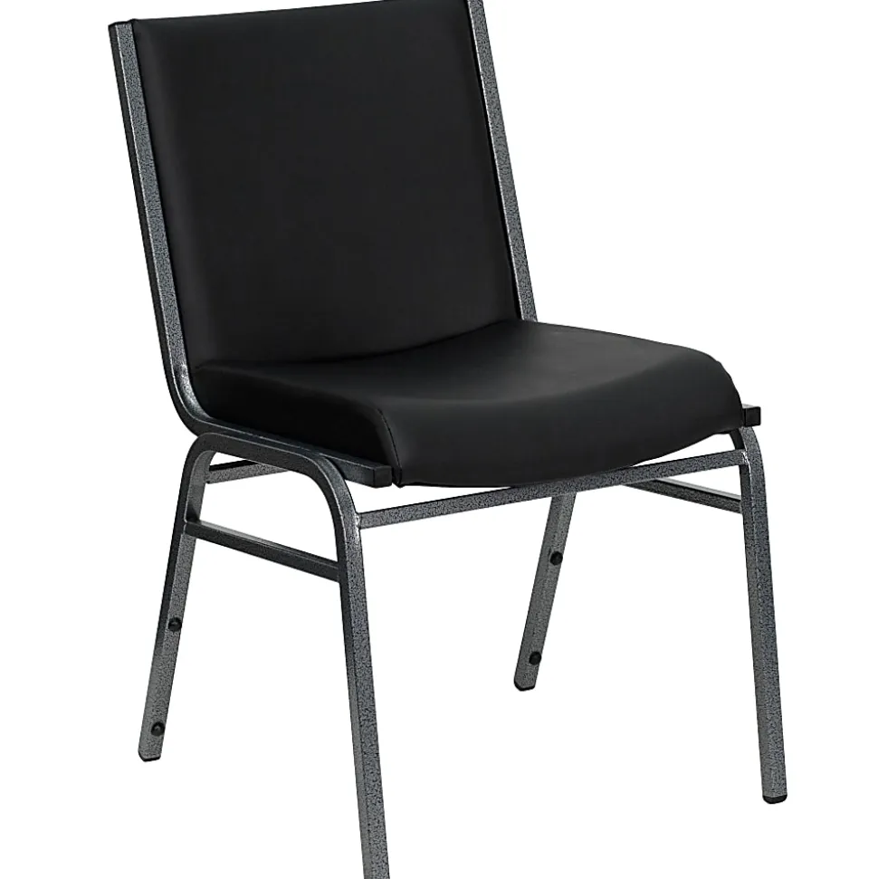 Flash Furniture HERCULES Series Heavy-Duty Stack Chairs, Black, Set Of 4 Chairs