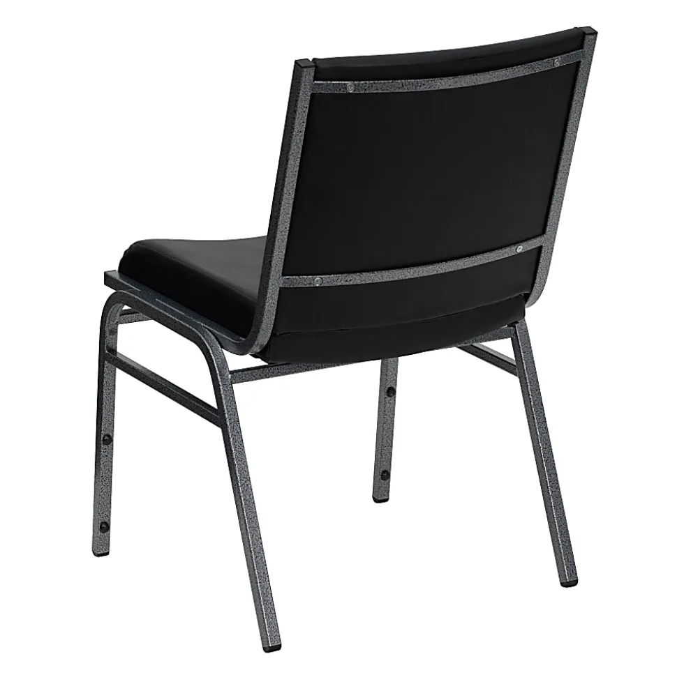 Flash Furniture HERCULES Series Heavy-Duty Stack Chairs, Black, Set Of 4 Chairs