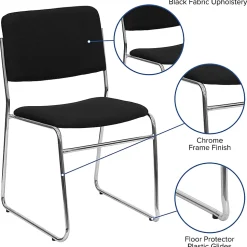 Flash Furniture HERCULES Series High-Density Stacking Chair With Sled Base, Black/Chrome