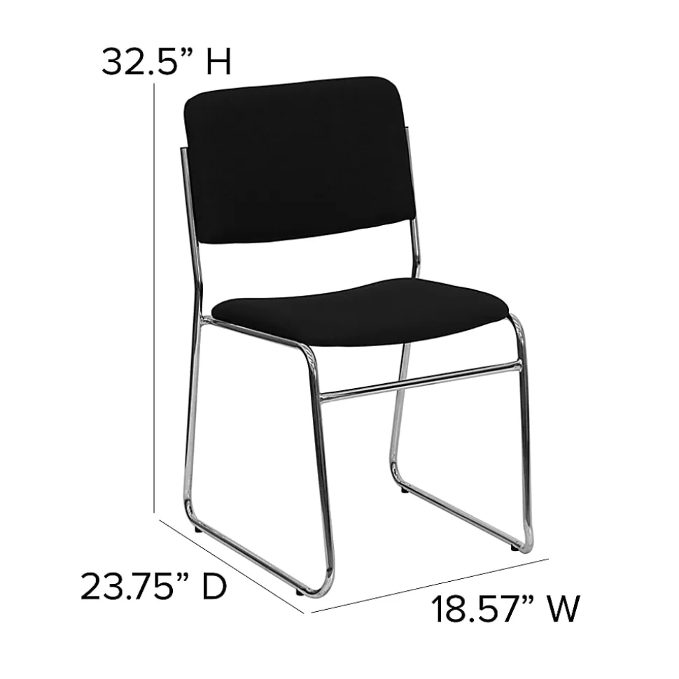 Flash Furniture HERCULES Series High-Density Stacking Chair With Sled Base, Black/Chrome
