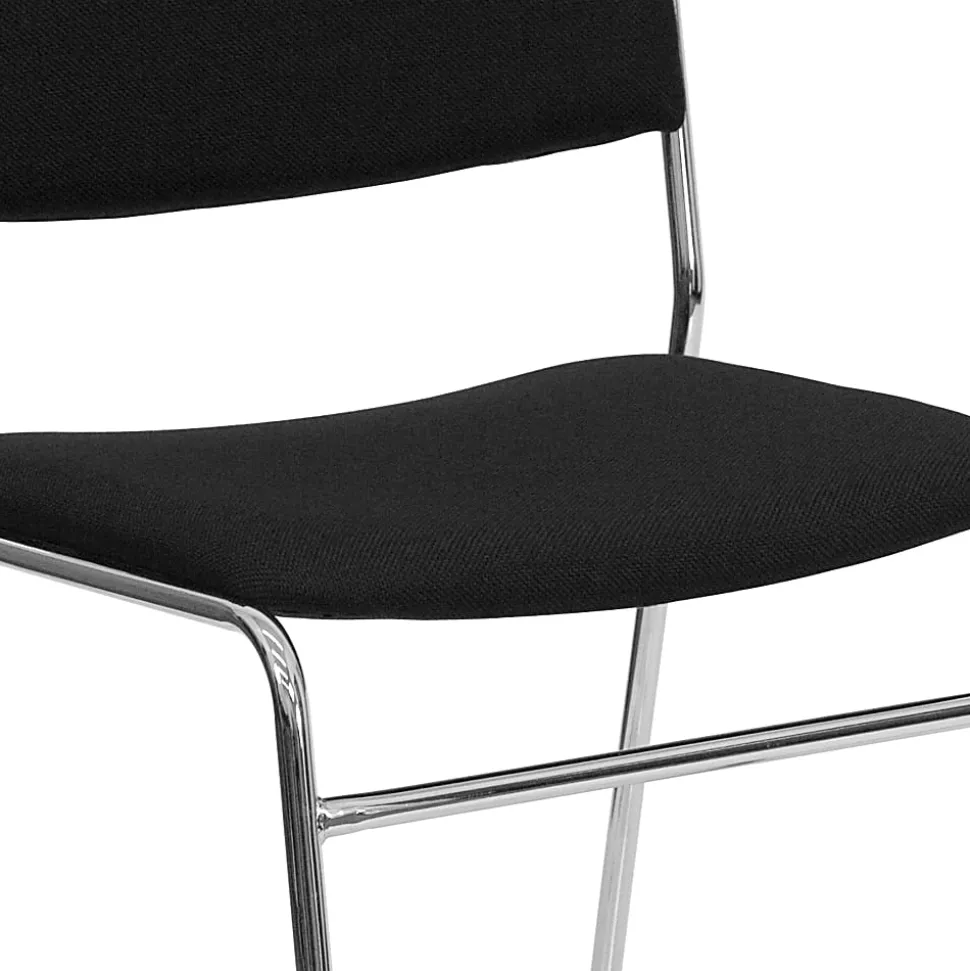 Flash Furniture HERCULES Series High-Density Stacking Chair With Sled Base, Black/Chrome