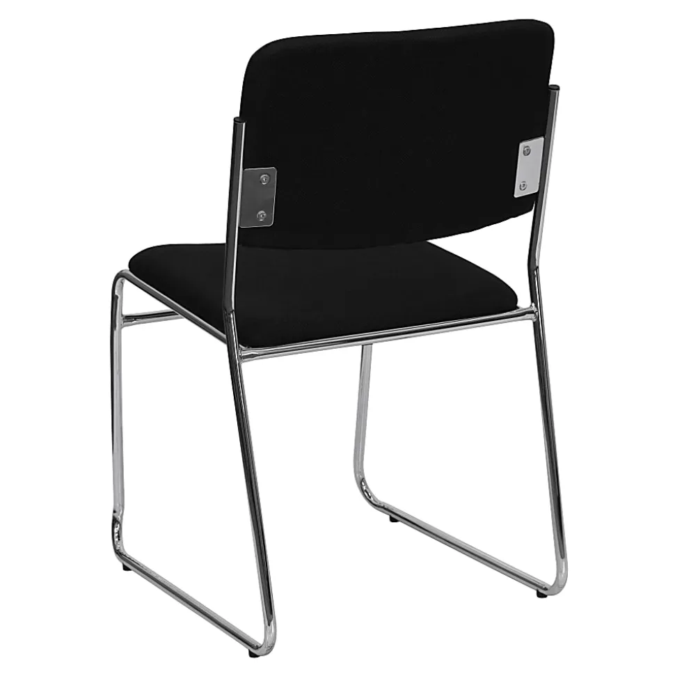 Flash Furniture HERCULES Series High-Density Stacking Chair With Sled Base, Black/Chrome