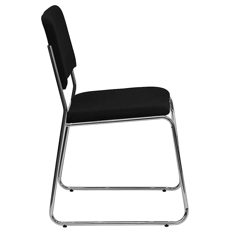 Flash Furniture HERCULES Series High-Density Stacking Chair With Sled Base, Black/Chrome