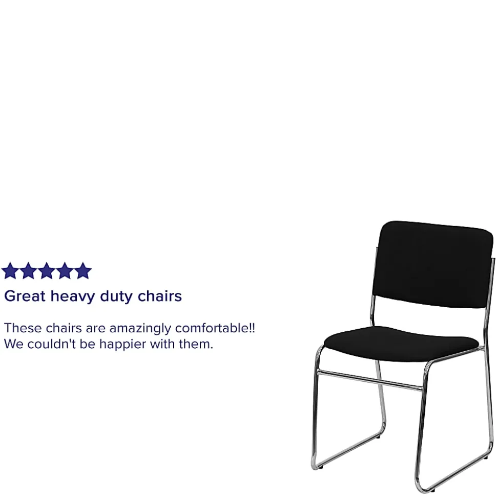 Flash Furniture HERCULES Series High-Density Stacking Chair With Sled Base, Black/Chrome