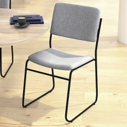 Flash Furniture HERCULES Series Stacking Chair With Sled Base, Gray/Black Frame