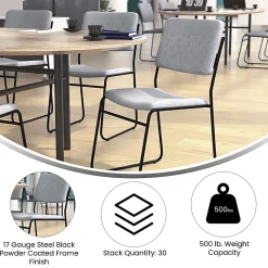 Flash Furniture HERCULES Series Stacking Chair With Sled Base, Gray/Black Frame
