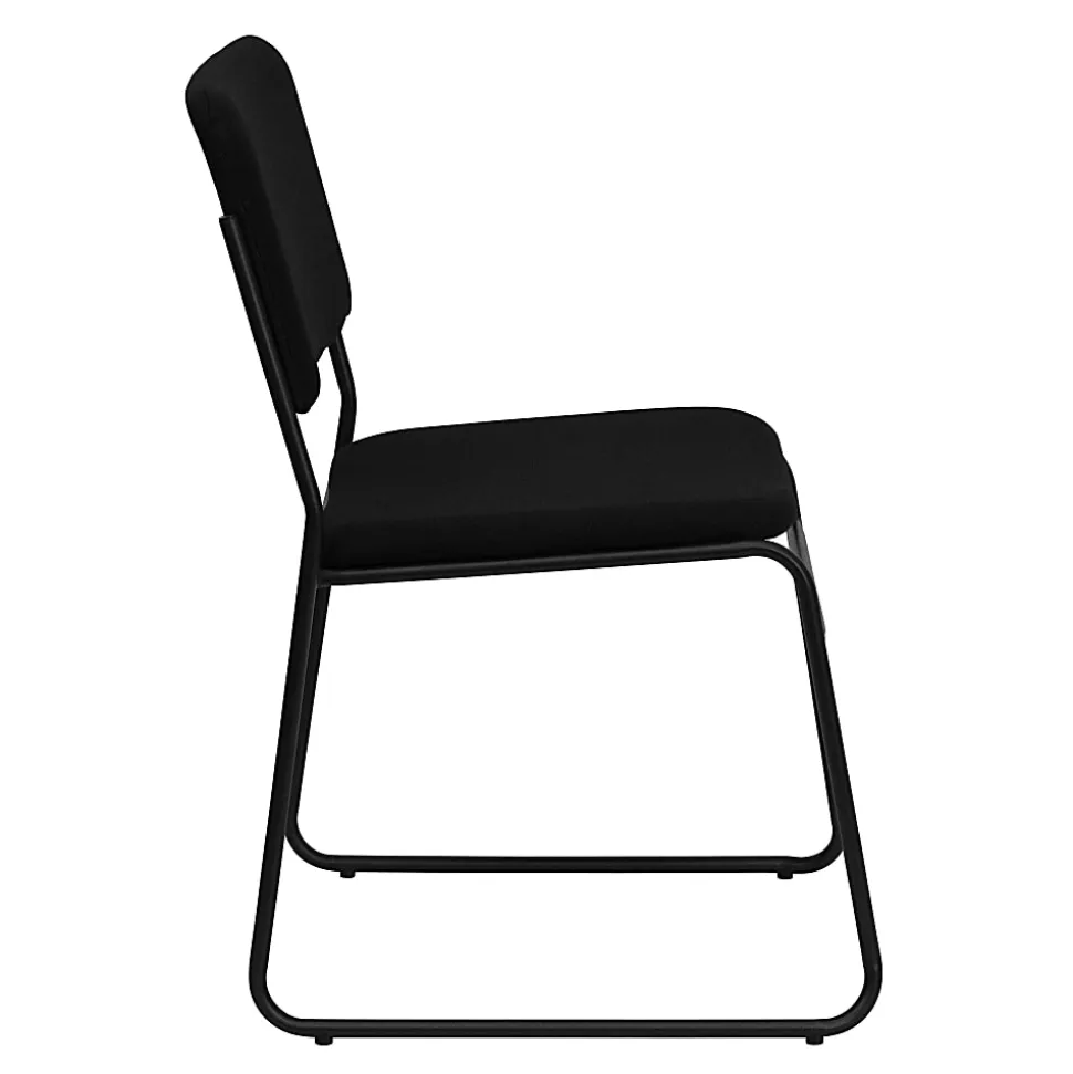 Flash Furniture HERCULES Series High-Density Stacking Chair With Sled Base, Fabric Upholstery, Black