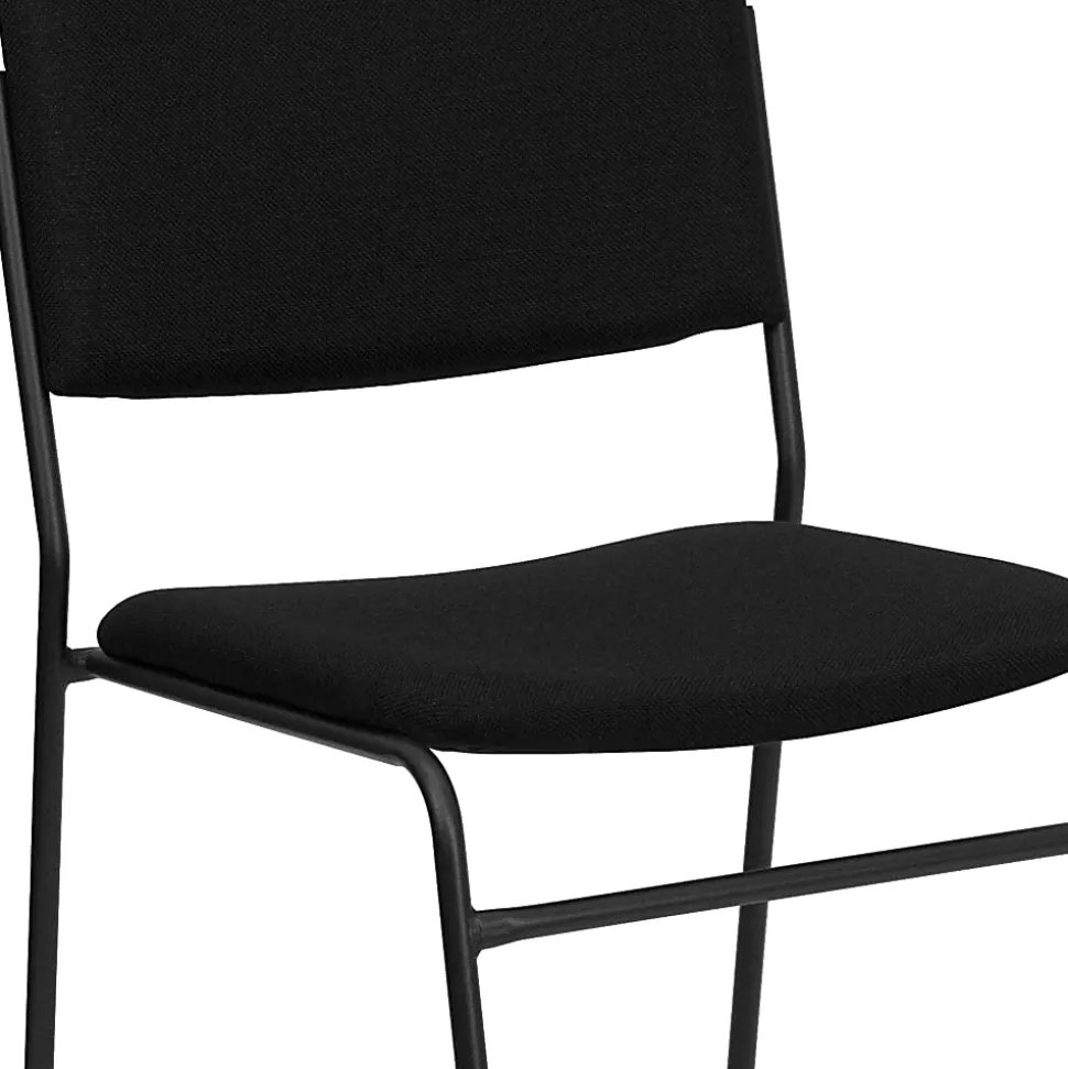 Flash Furniture HERCULES Series High-Density Stacking Chair With Sled Base, Fabric Upholstery, Black