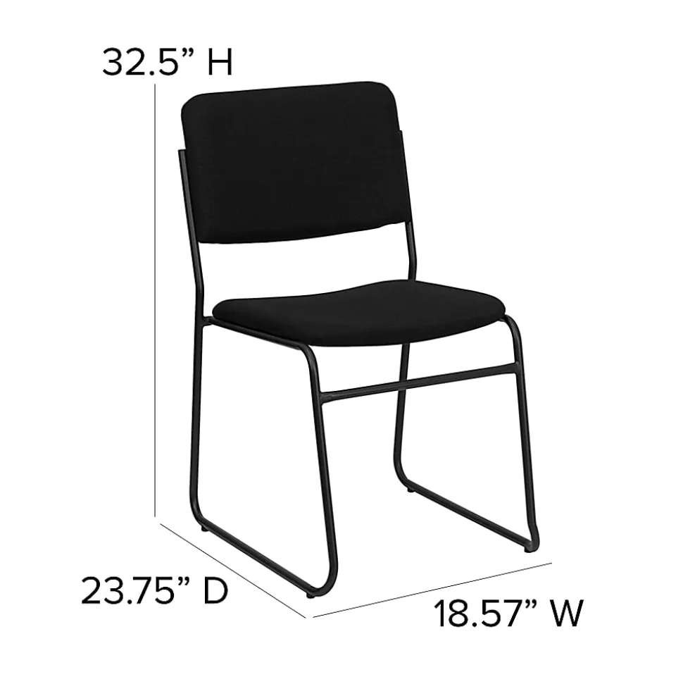 Flash Furniture HERCULES Series High-Density Stacking Chair With Sled Base, Fabric Upholstery, Black