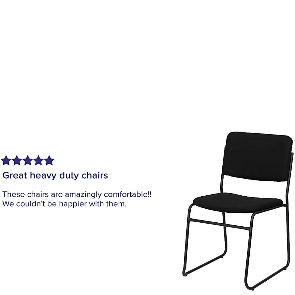Flash Furniture HERCULES Series High-Density Stacking Chair With Sled Base, Fabric Upholstery, Black