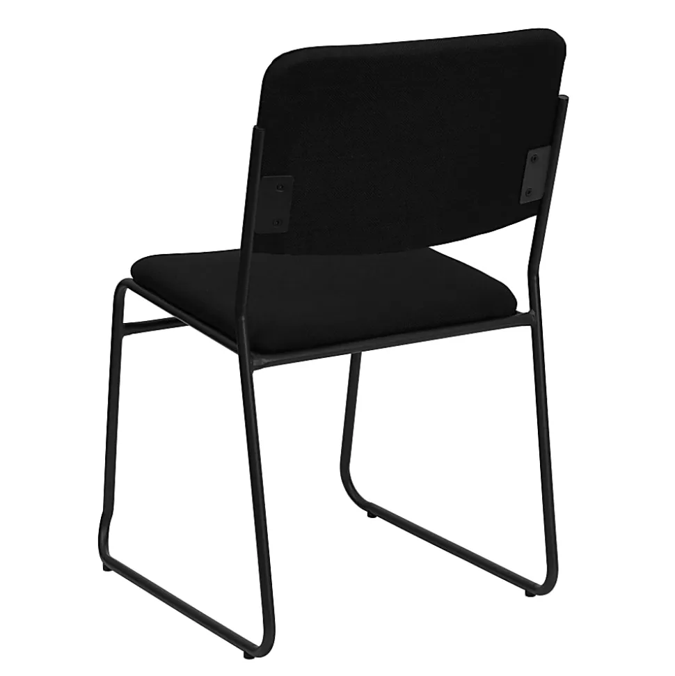Flash Furniture HERCULES Series High-Density Stacking Chair With Sled Base, Fabric Upholstery, Black