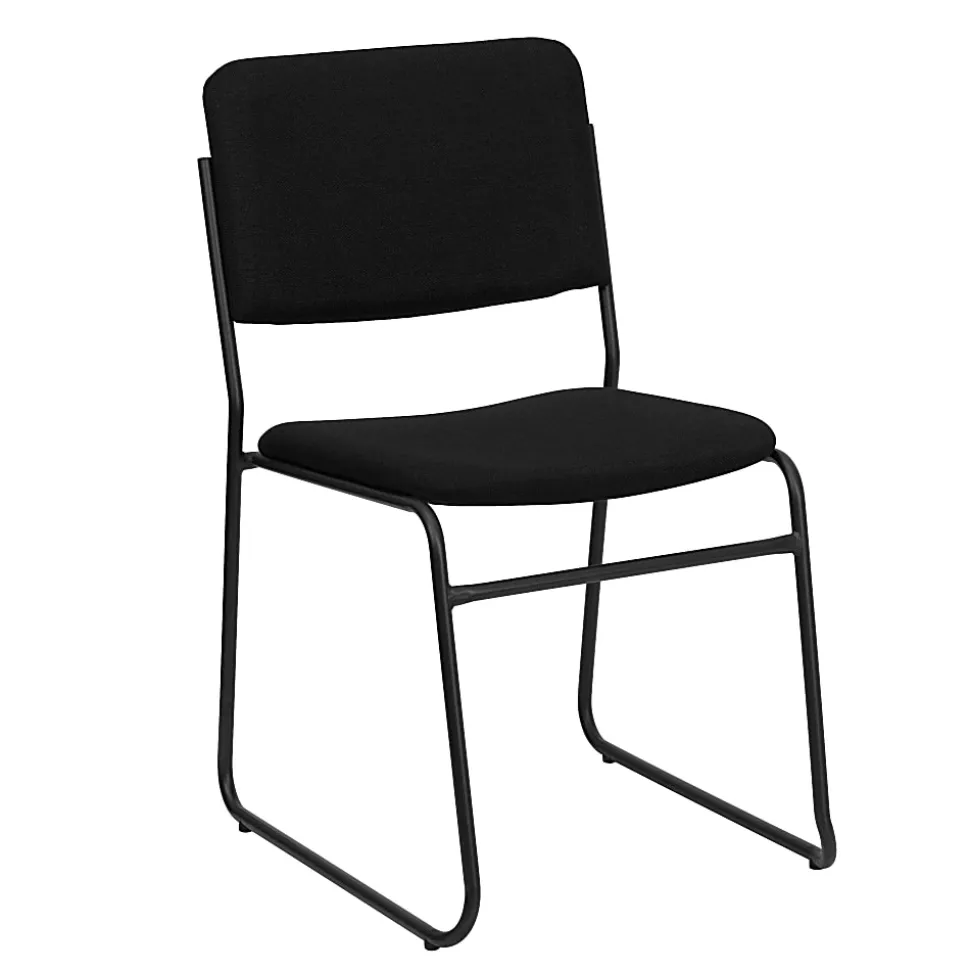 Flash Furniture HERCULES Series High-Density Stacking Chair With Sled Base, Fabric Upholstery, Black