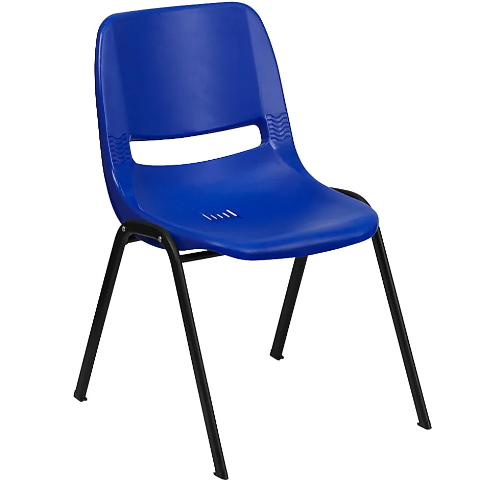 Flash Furniture HERCULES Series Ergonomic Shell Stack Chair, Blue/Black