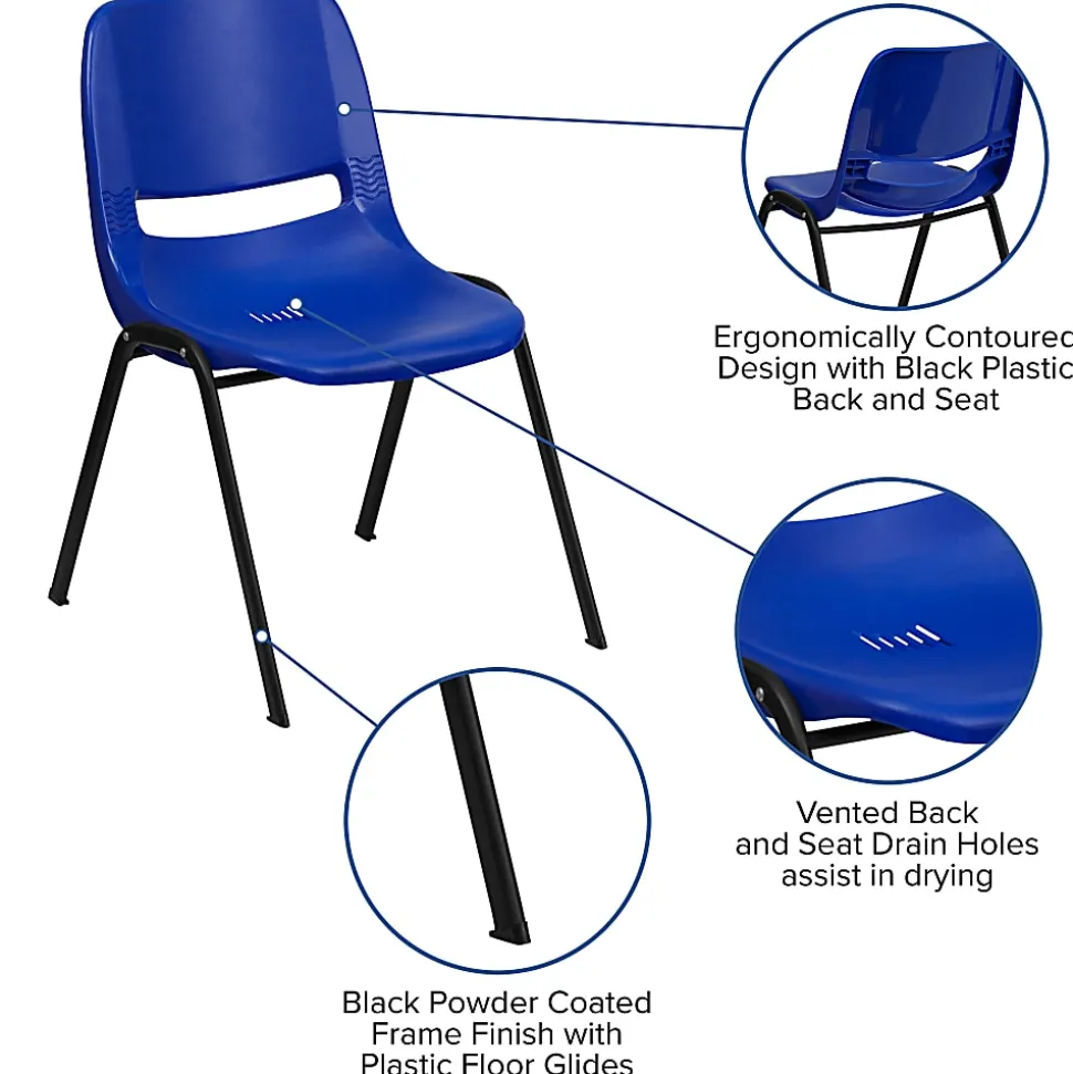 Flash Furniture HERCULES Series Ergonomic Shell Stack Chair, Blue/Black