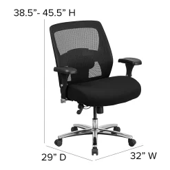 Flash Furniture HERCULES Series 24-7 Intensive Use Big & Tall Ergonomic Mesh Office Chair With Ratchet Back, Black/Gray