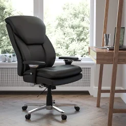 Flash Furniture HERCULES Series 24-7 Intensive Use Big & Tall Ergonomic LeatherSoft High-Back Office Chair With Lumbar Knob And Headrest, Black