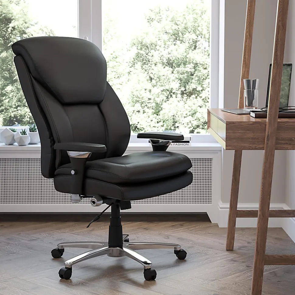 Flash Furniture HERCULES Series 24-7 Intensive Use Big & Tall Ergonomic LeatherSoft High-Back Office Chair With Lumbar Knob And Headrest, Black