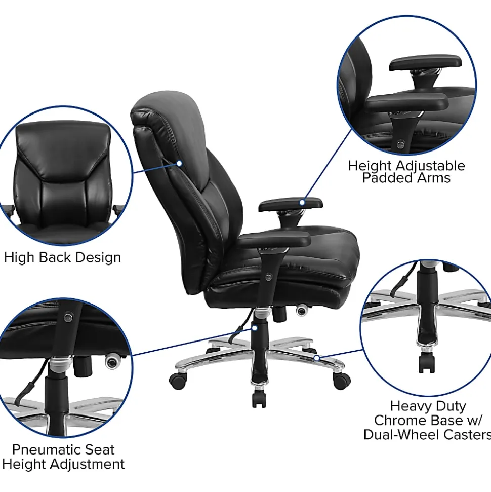 Flash Furniture HERCULES Series 24-7 Intensive Use Big & Tall Ergonomic LeatherSoft High-Back Office Chair With Lumbar Knob And Headrest, Black