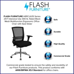 Flash Furniture HERCULES Series 24/7 Intensive-Use Ergonomic Mid-Back Executive Multifunction Office Chair, Black Fabric/Mesh/Gray -GOWY858