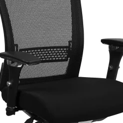 Flash Furniture HERCULES Series 24/7 Intensive-Use Ergonomic Mid-Back Executive Multifunction Office Chair, Black Fabric/Mesh/Gray -GOWY858